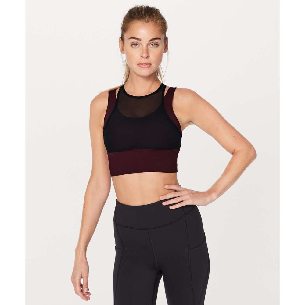 NWOT Lululemon Double Tap II Mesh Strappy Sports Bra Size 8 Deep Ruby - Picture 2 of 7